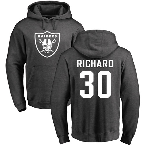 Men Oakland Raiders Ash Jalen Richard One Color NFL Football #30 Pullover Hoodie Sweatshirts->nfl t-shirts->Sports Accessory